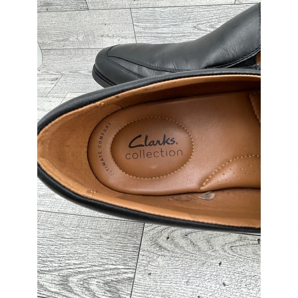 Clarks Whiddon Step Men Black Leather Loafers Dress Shoes Size 11W 261103128100